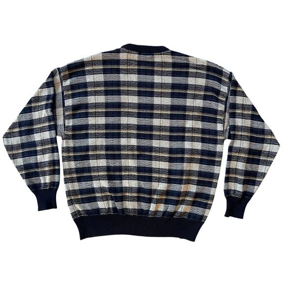 Vintage Gant Sweater Mens L Cozy Fall Knit Grandpa Plaid Knit Y2K 90s Retro - Picture 2 of 11